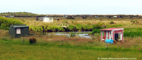 Whitebait huts on the Mataura River